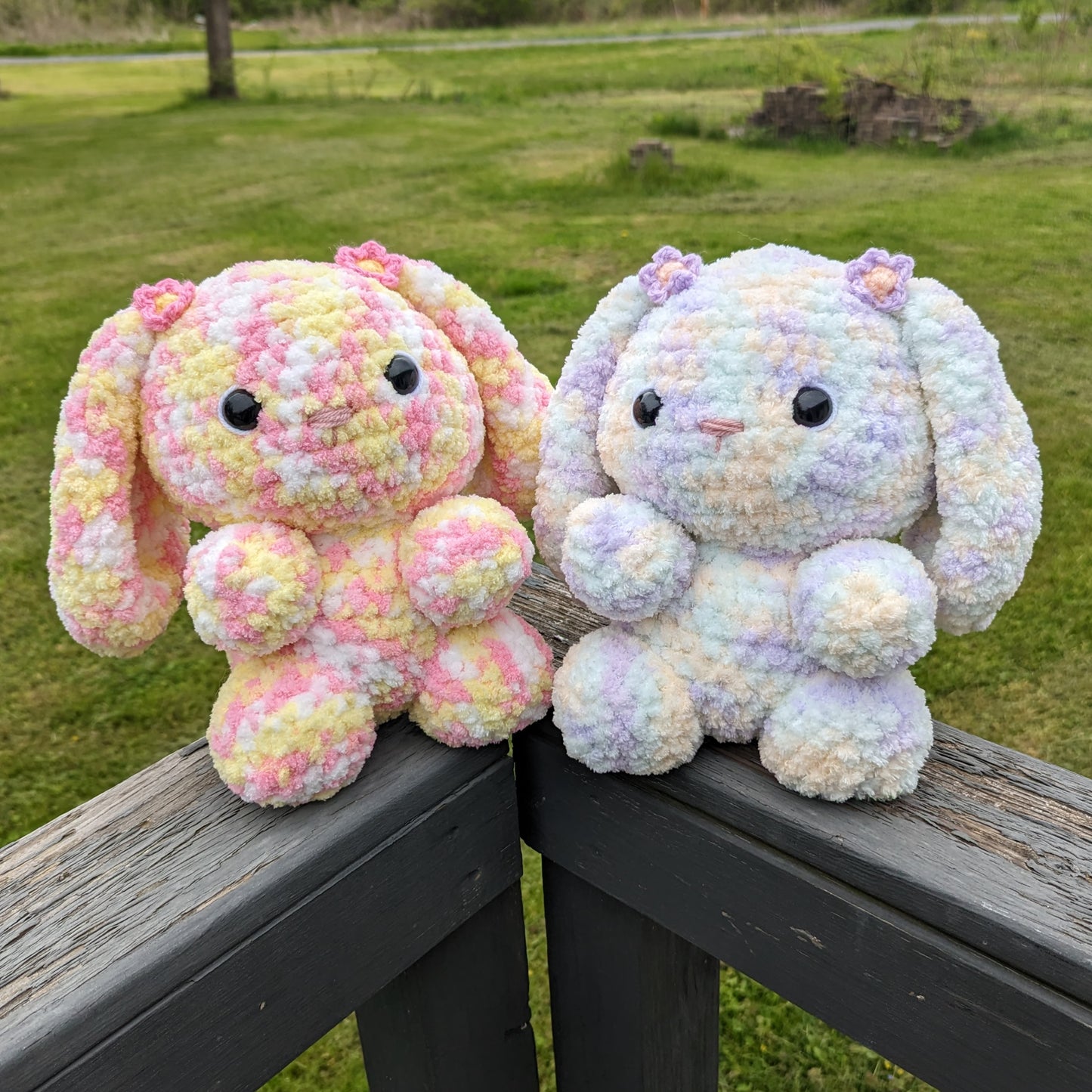 HECHO A PEDIDO Jumbo Fluffy Lavanda Miel Conejito Crochet Plushie