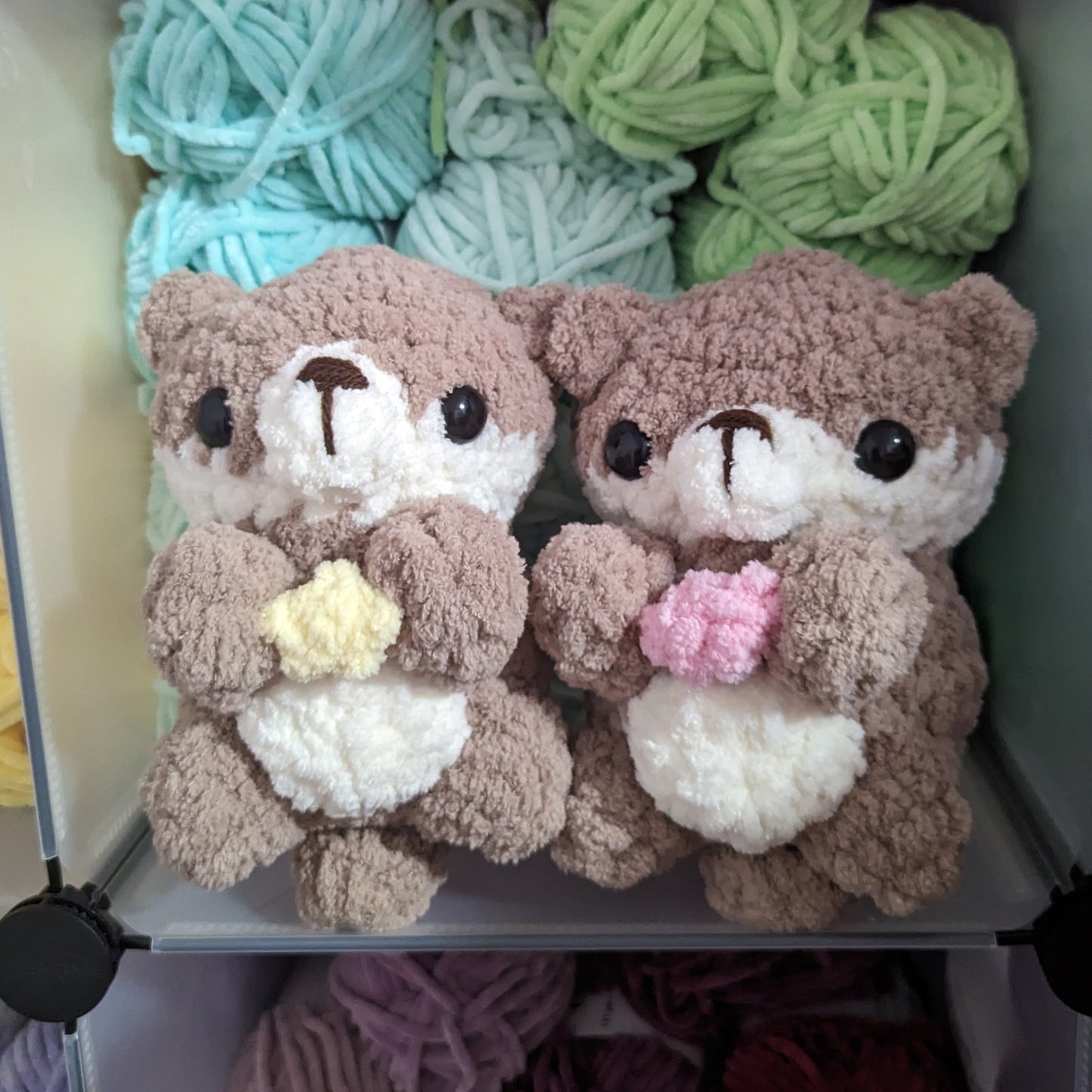 MADE TO ORDER Fuzzy Baby Sea Otter Holding Sea Shell or Star Crochet Plushie