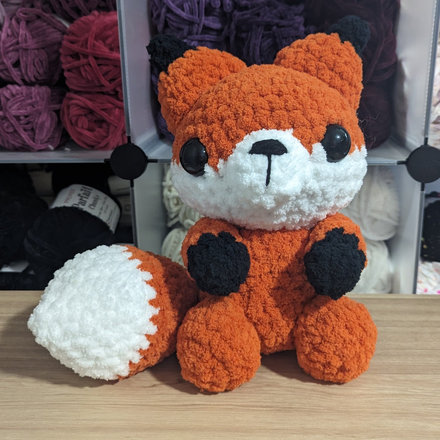Jumbo Fuzzy Sitting Kawaii Fox Crochet Plushie