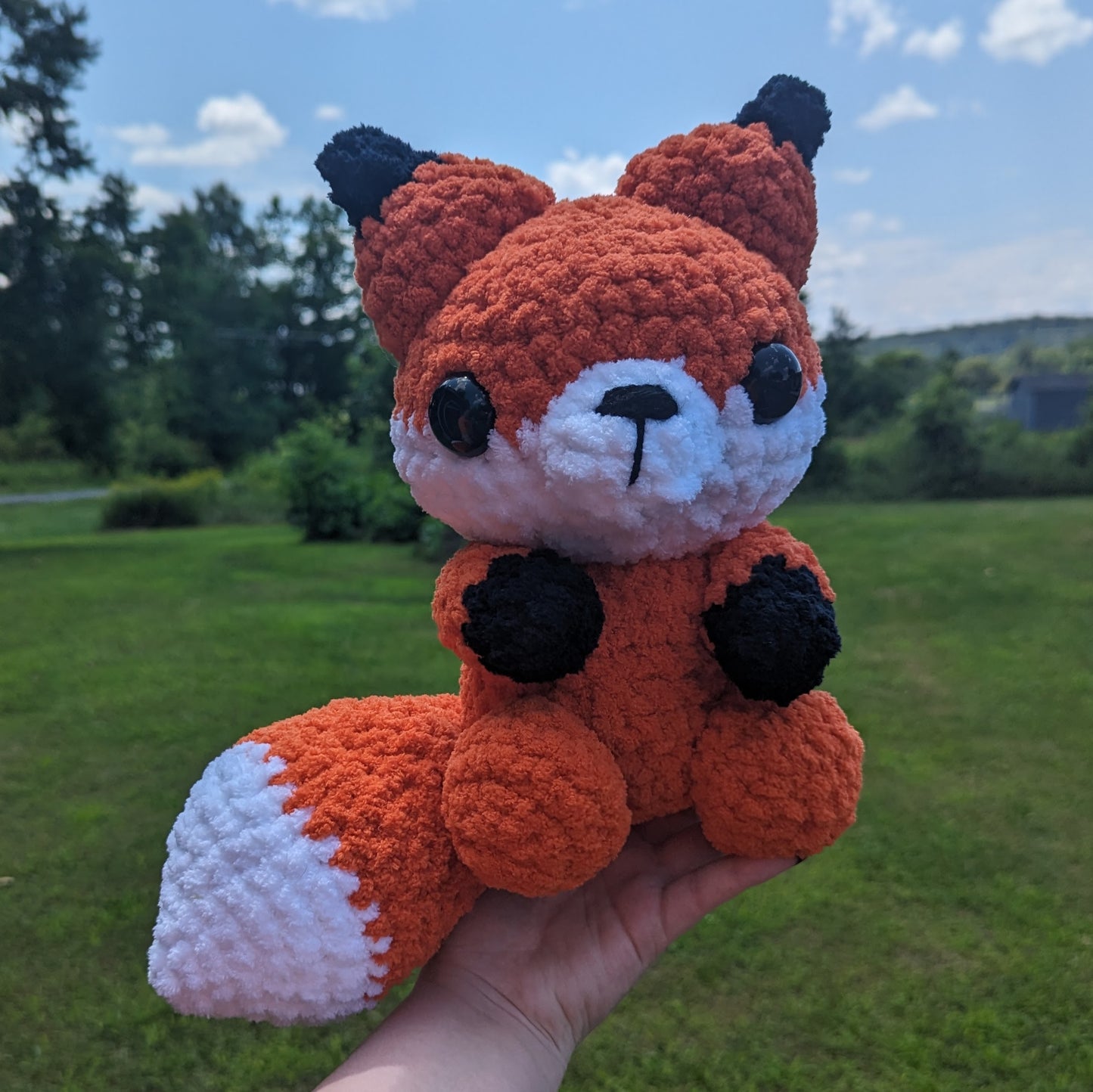 Jumbo Fuzzy Sitting Kawaii Fox Crochet Plushie