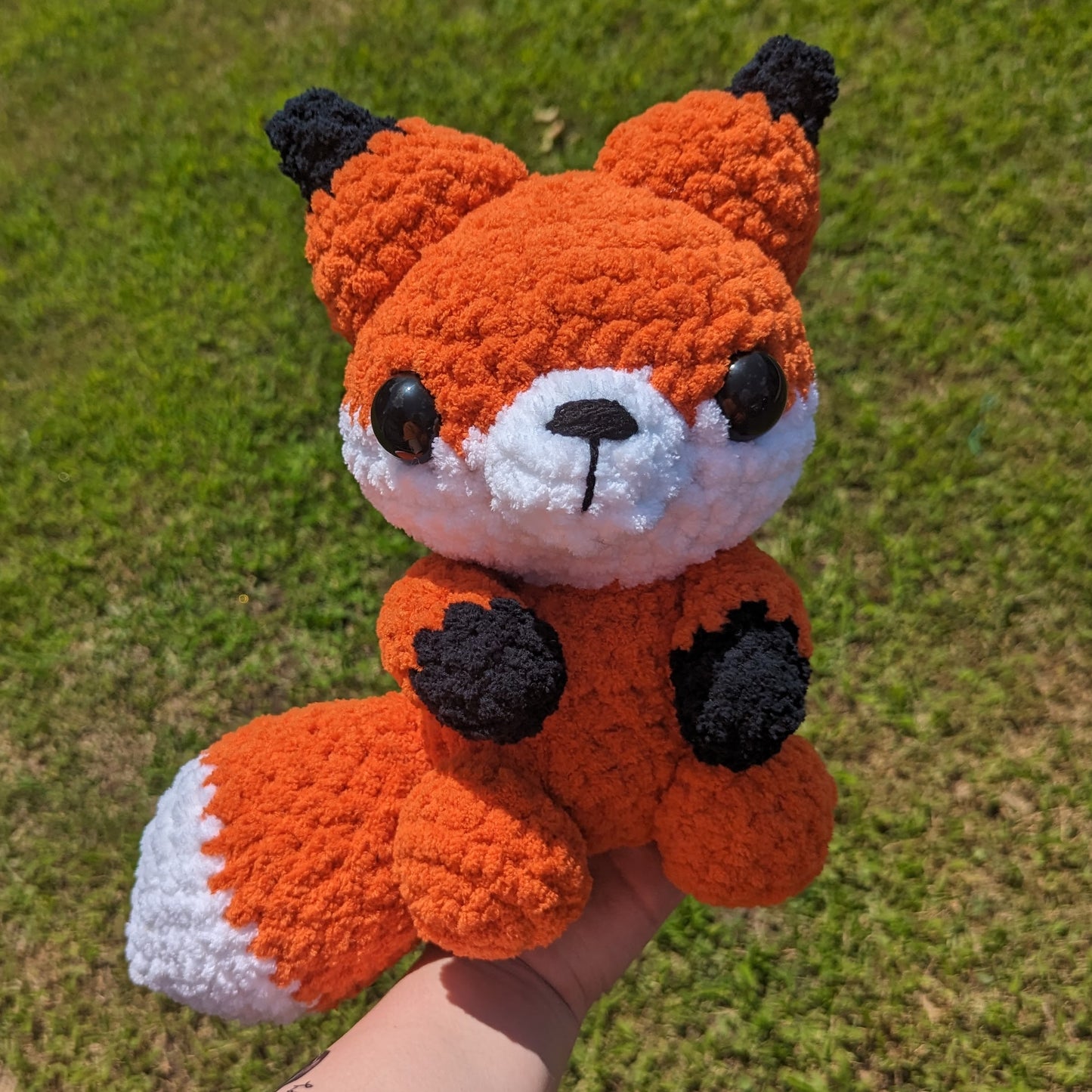 Jumbo Fuzzy Sitting Kawaii Fox Crochet Plushie