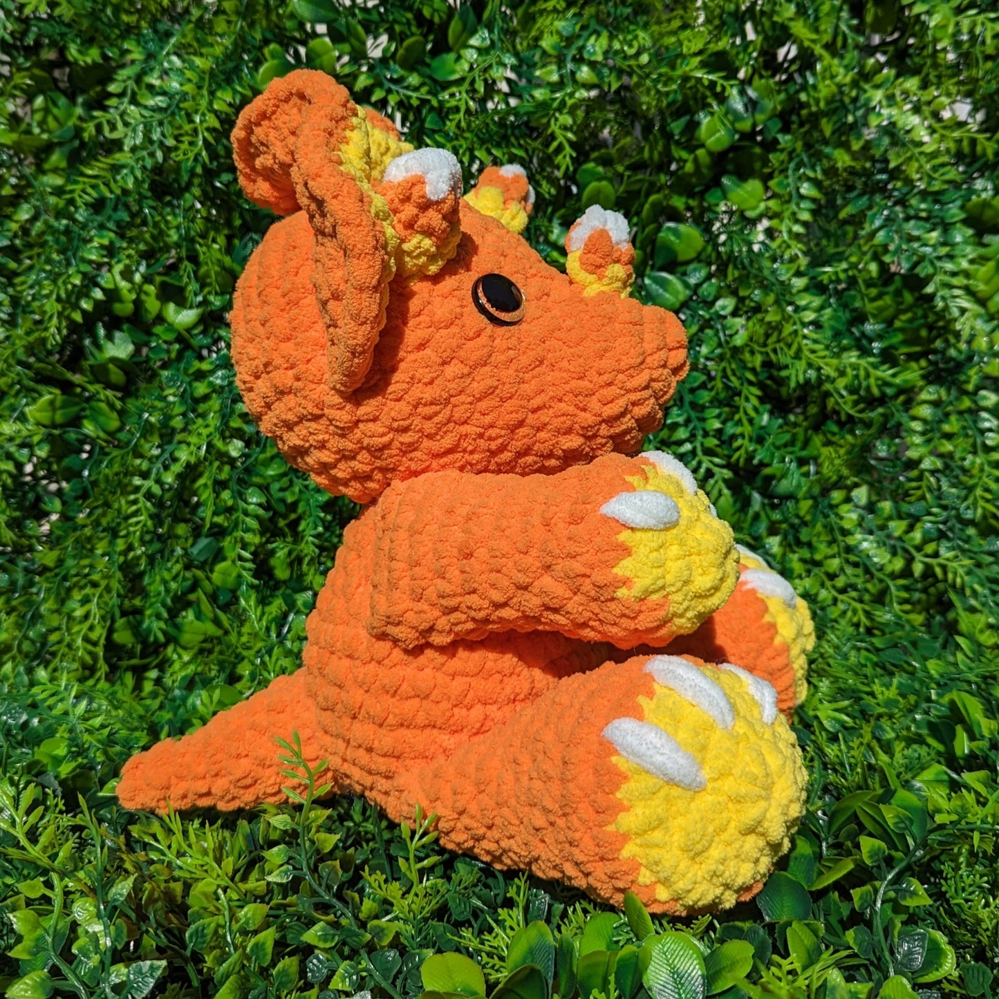Jumbo Candy Corn Triceratops Dinosaur Crochet Plushie
