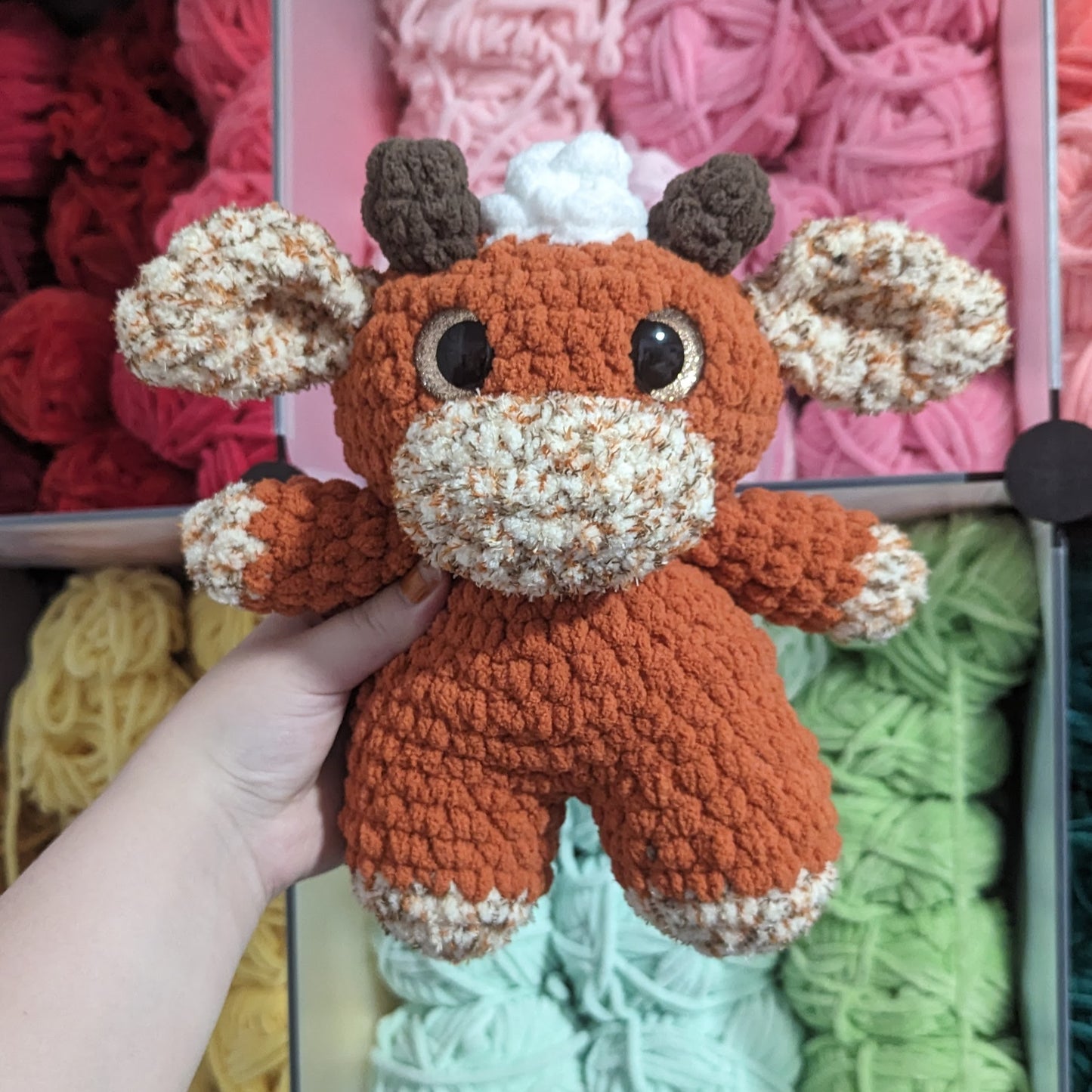 Pumpkin Spice Latte Cow Crochet Plushie