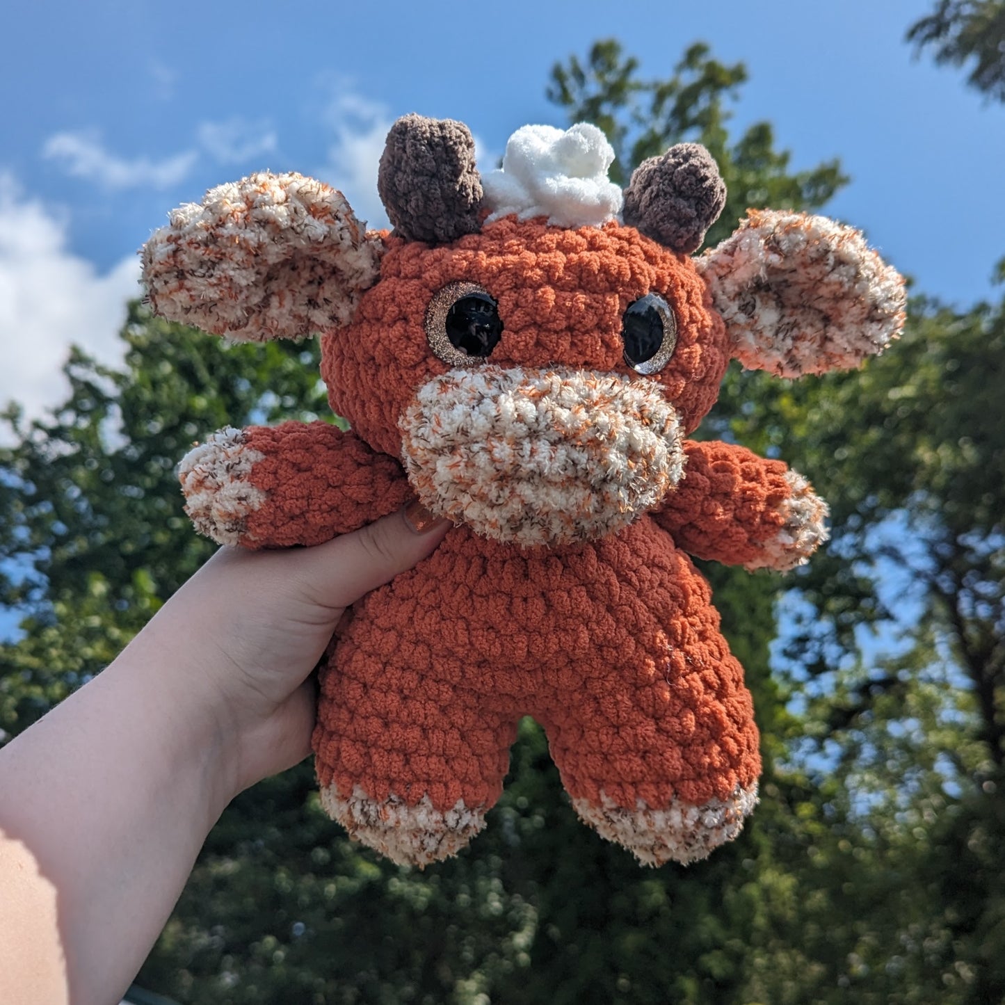 Pumpkin Spice Latte Cow Crochet Plushie
