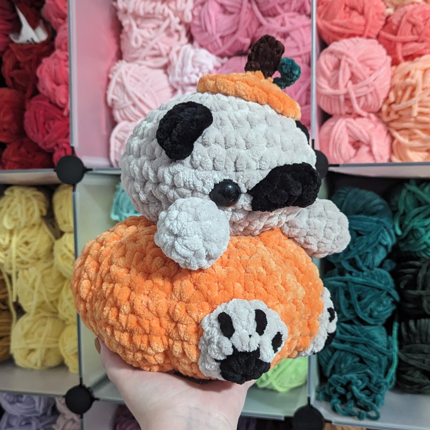 Jumbo Pug in a Pumpkin Crochet Plushie