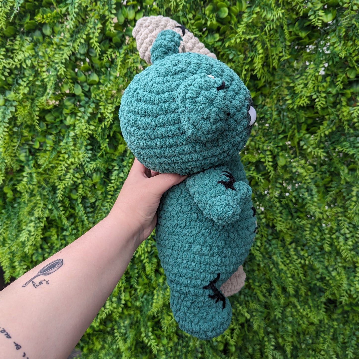 Jumbo Gray and Green Two Headed Bear Bunny Crochet Plushie [Archived]