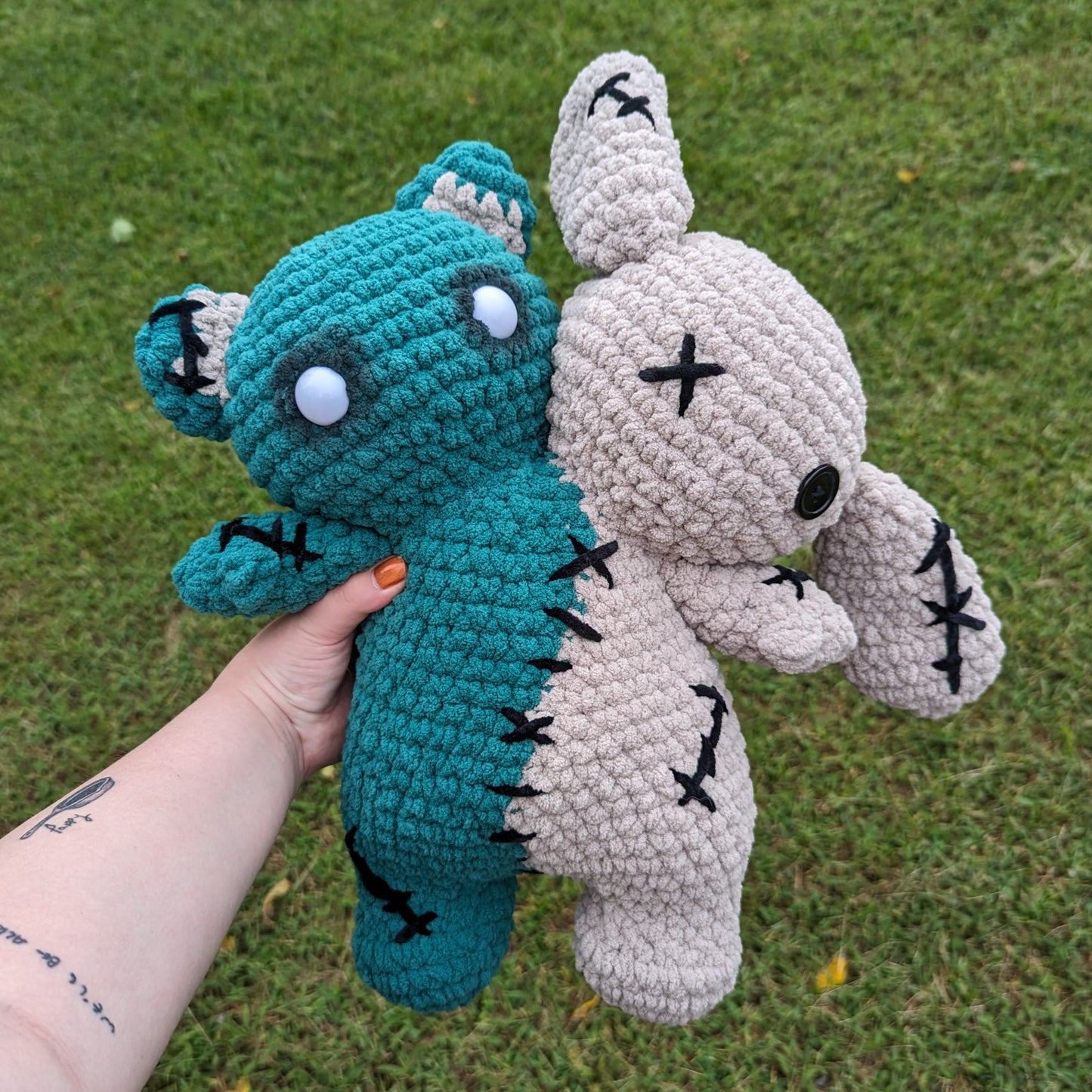 Jumbo Two Headed Bear Bunny Crochet Plushie