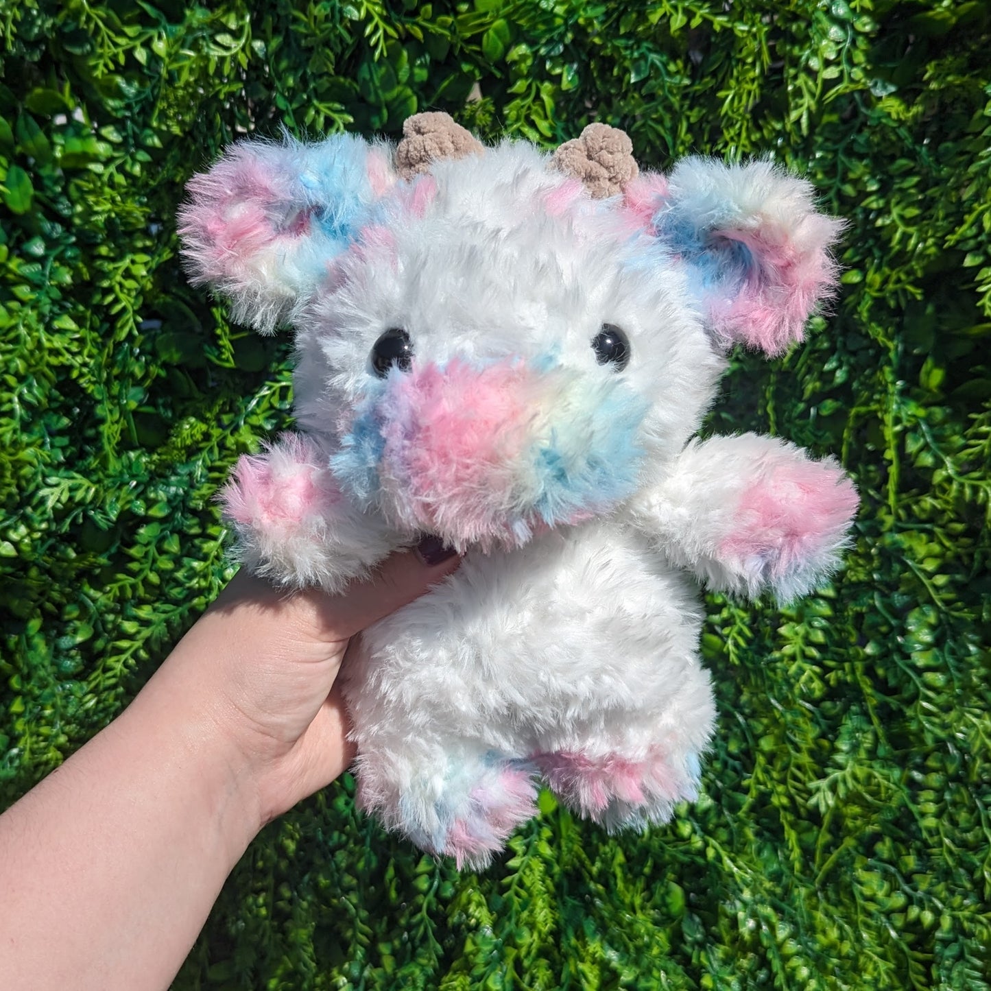 Fluffy Cotton Candy Cow Crochet Plushie