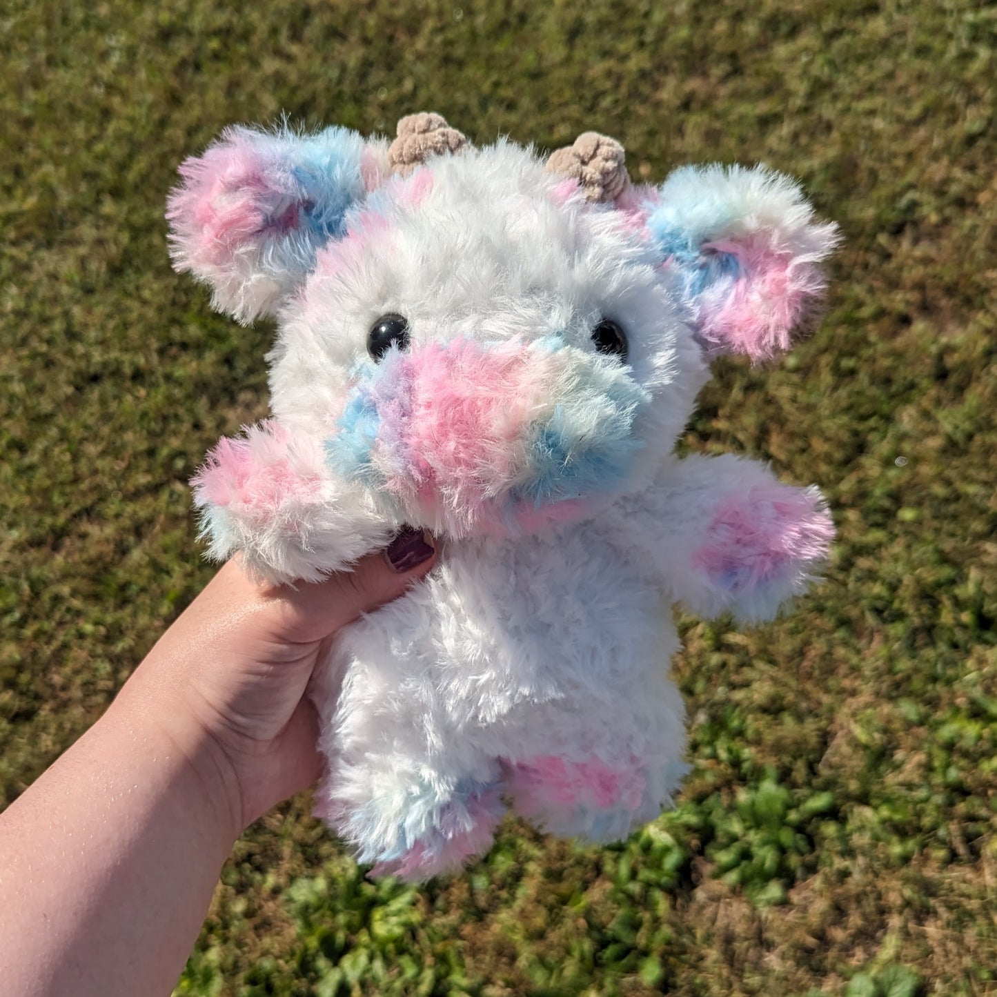 Fluffy Cotton Candy Cow Crochet Plushie