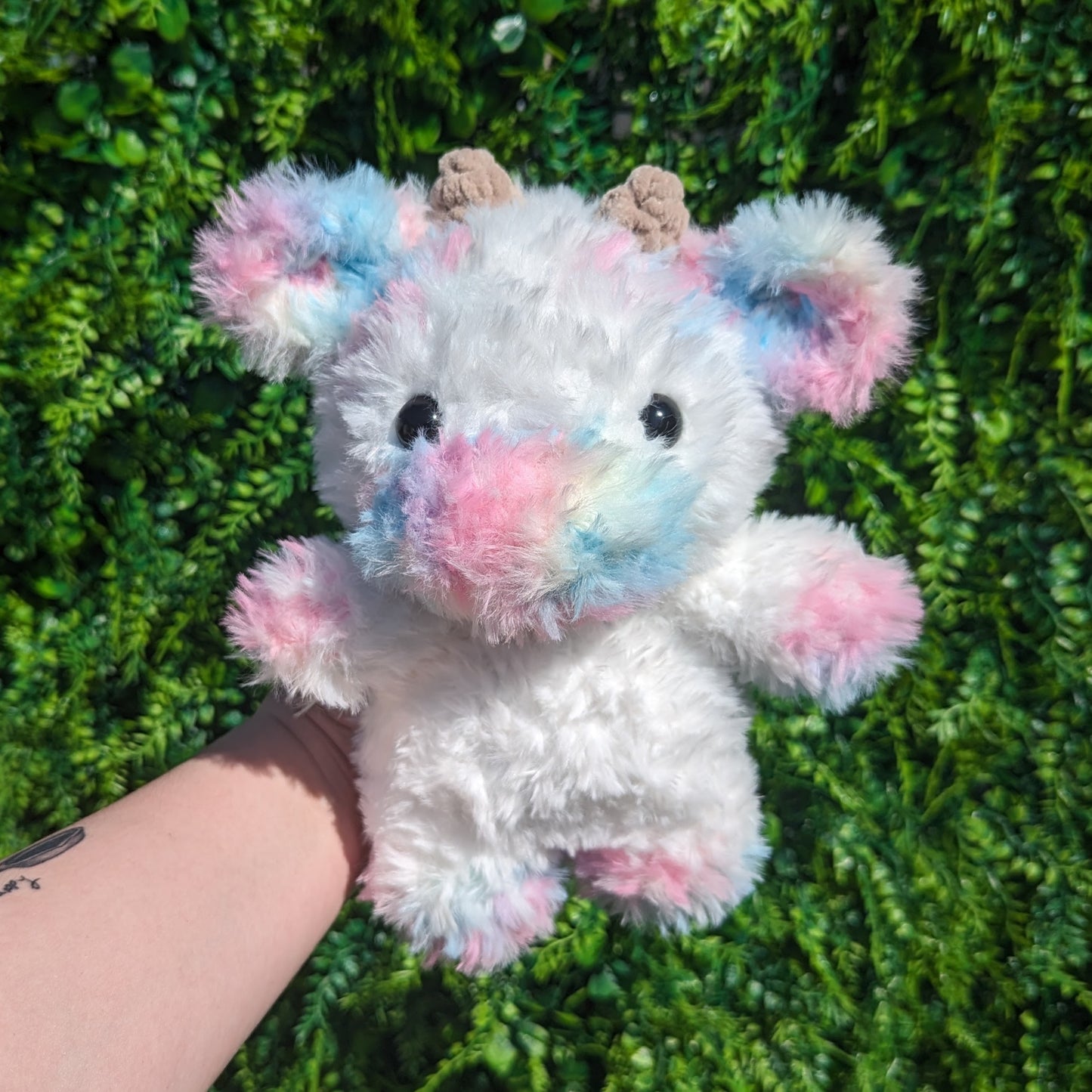 Fluffy Cotton Candy Cow Crochet Plushie
