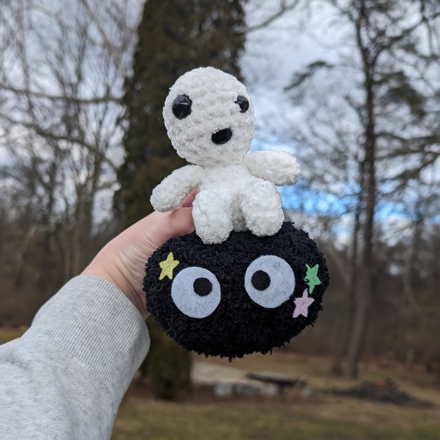 MADE TO ORDER Mini Velvet Kodama Tree Spirit Crochet Plushie