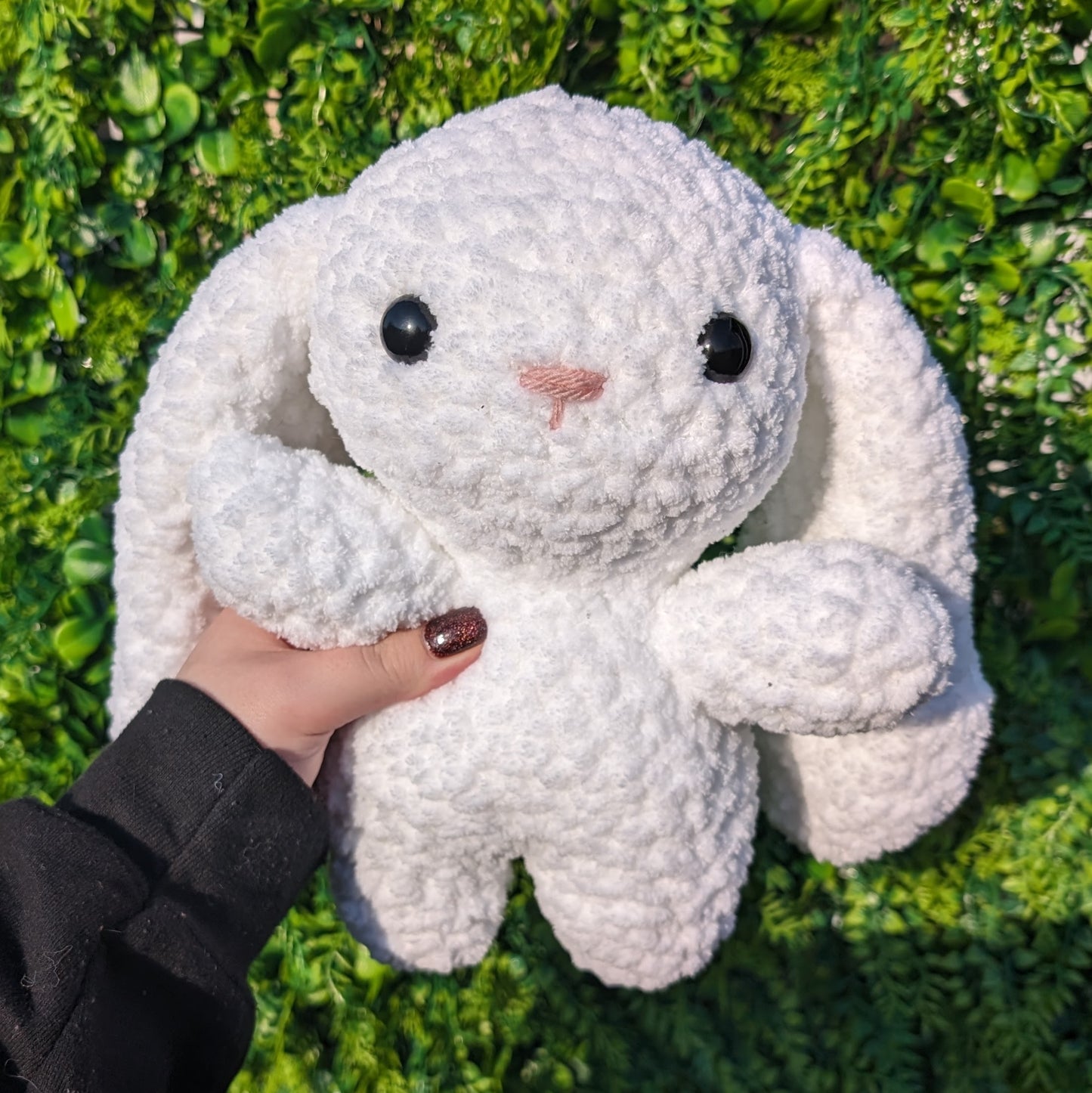 Fuzzy Bunny in Bee Onesie Crochet Plushie (removable outfit)