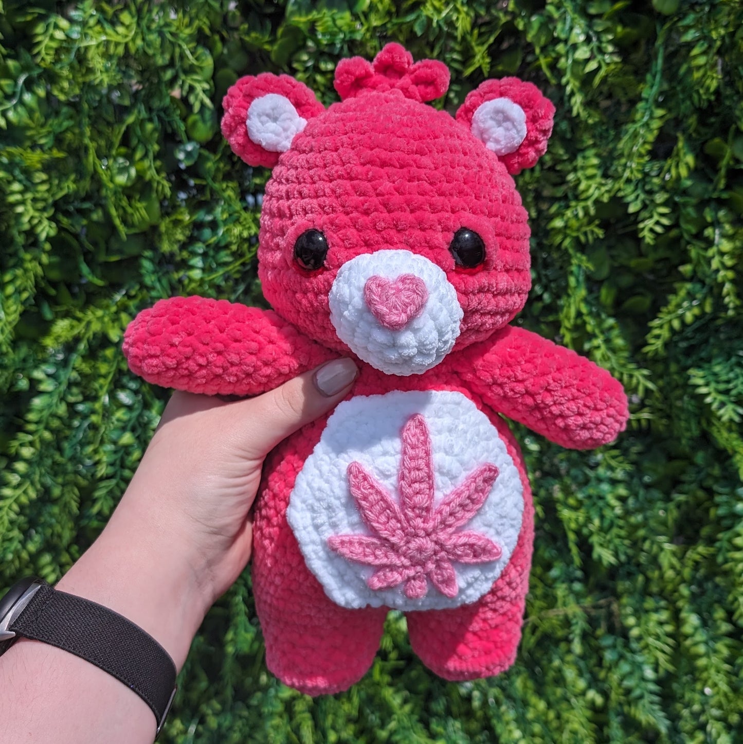 Pink Stoney Bear Crochet Plushie