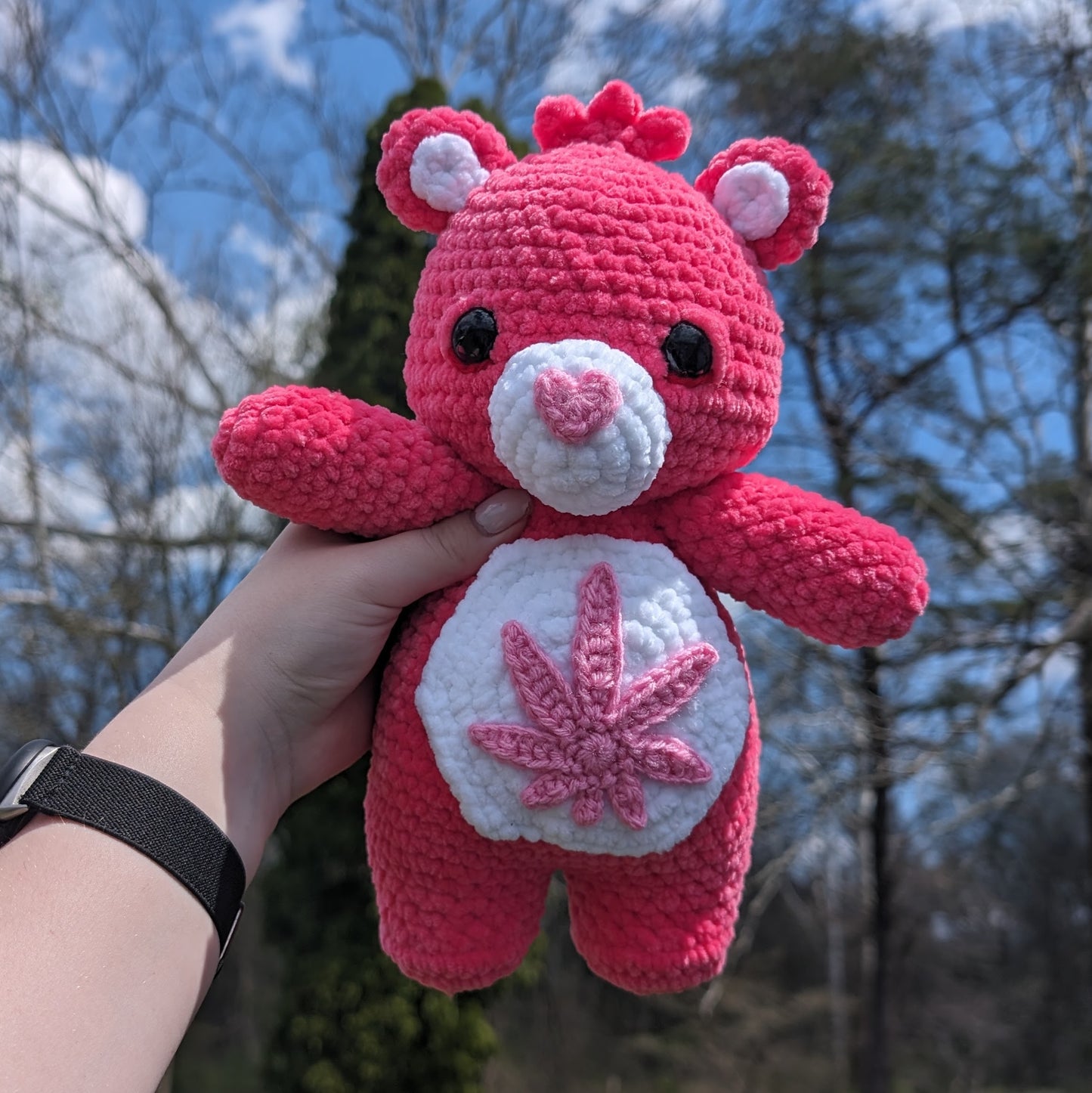 Pink Stoney Bear Crochet Plushie