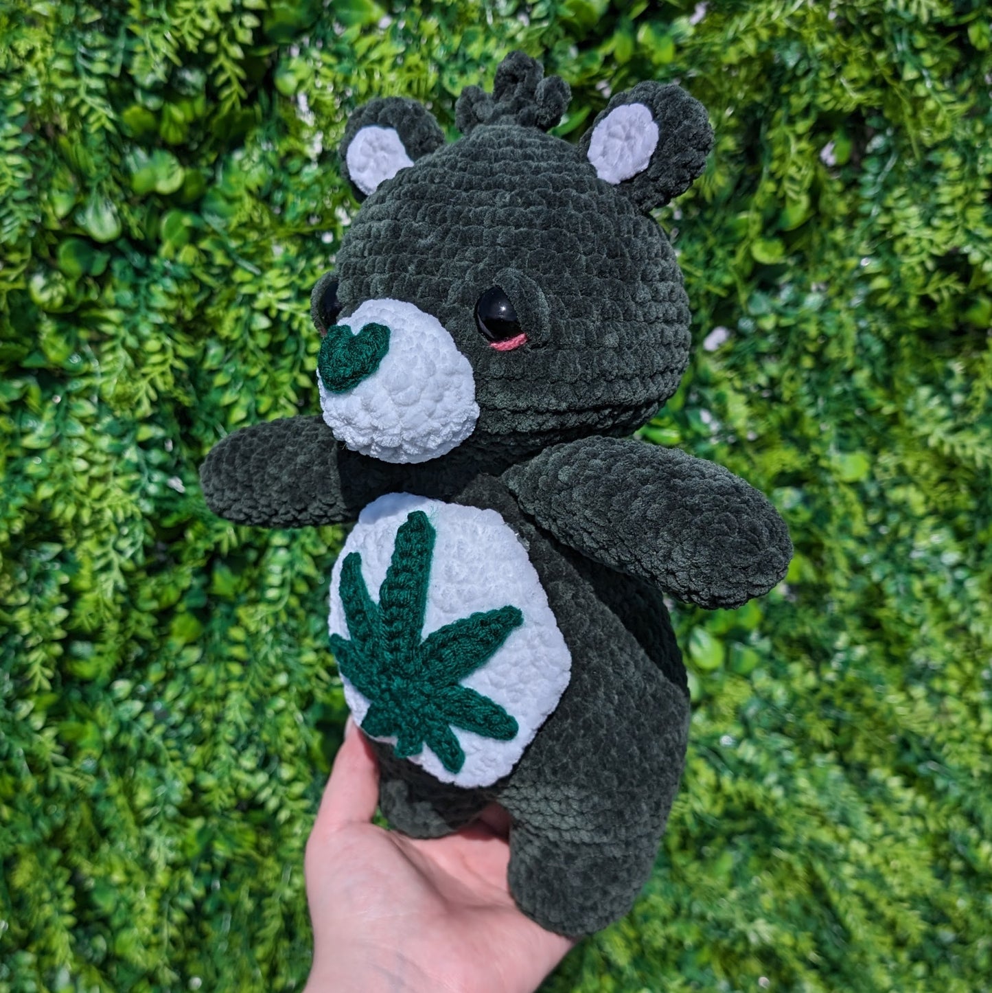 Dark Green Stoney Bear Crochet Plushie
