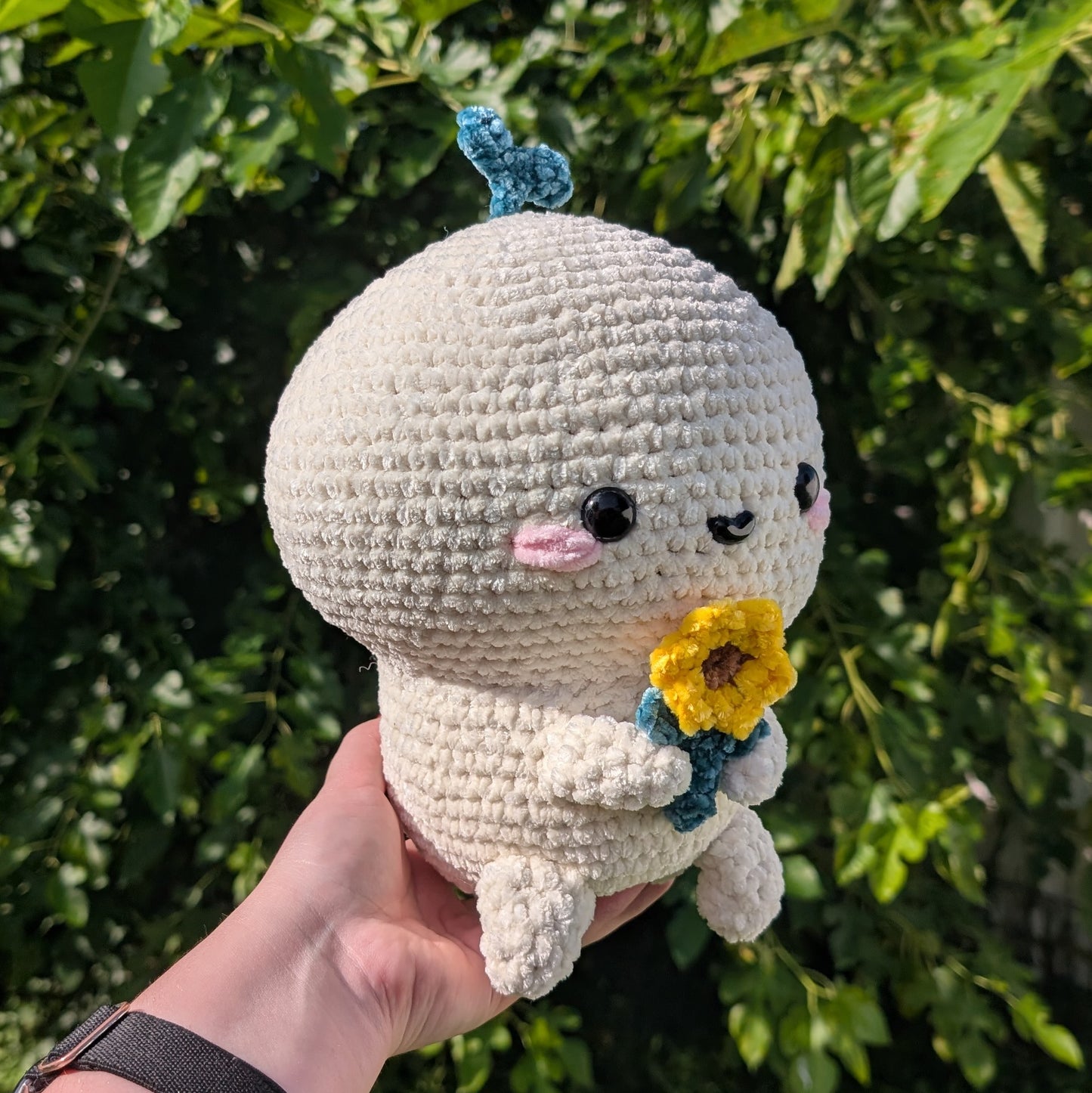 Velvet Sunflower Sprout Boy Crochet Plushie