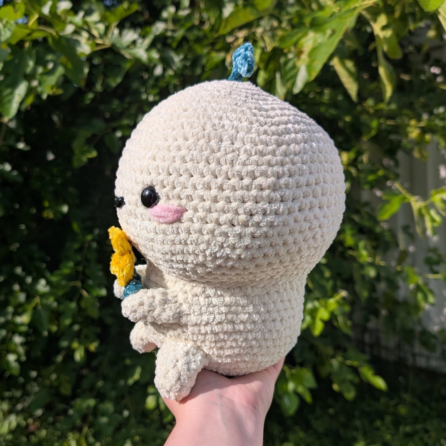 Velvet Sunflower Sprout Boy Crochet Plushie