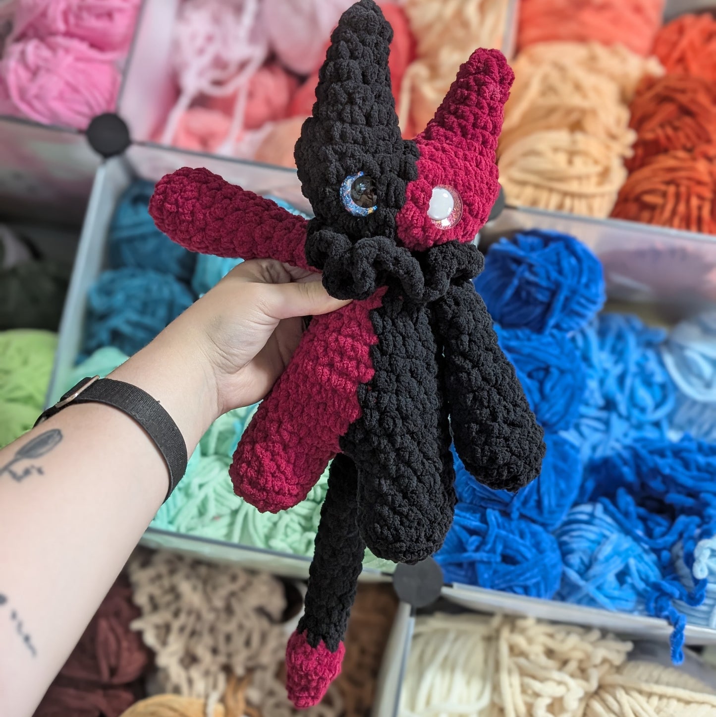 Black & Red Mori the Vessel Crochet Plushie
