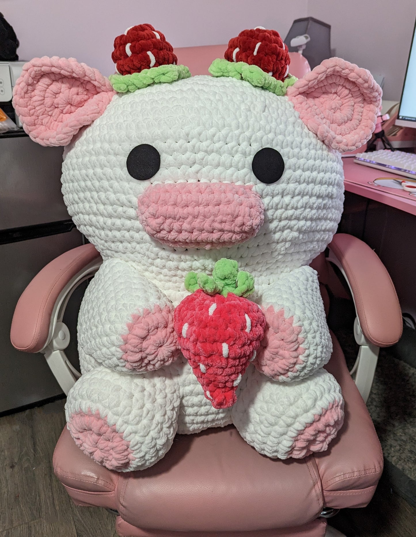 Giant Strawberry Cow Crochet Pattern // NOT A PHYSICAL ITEM