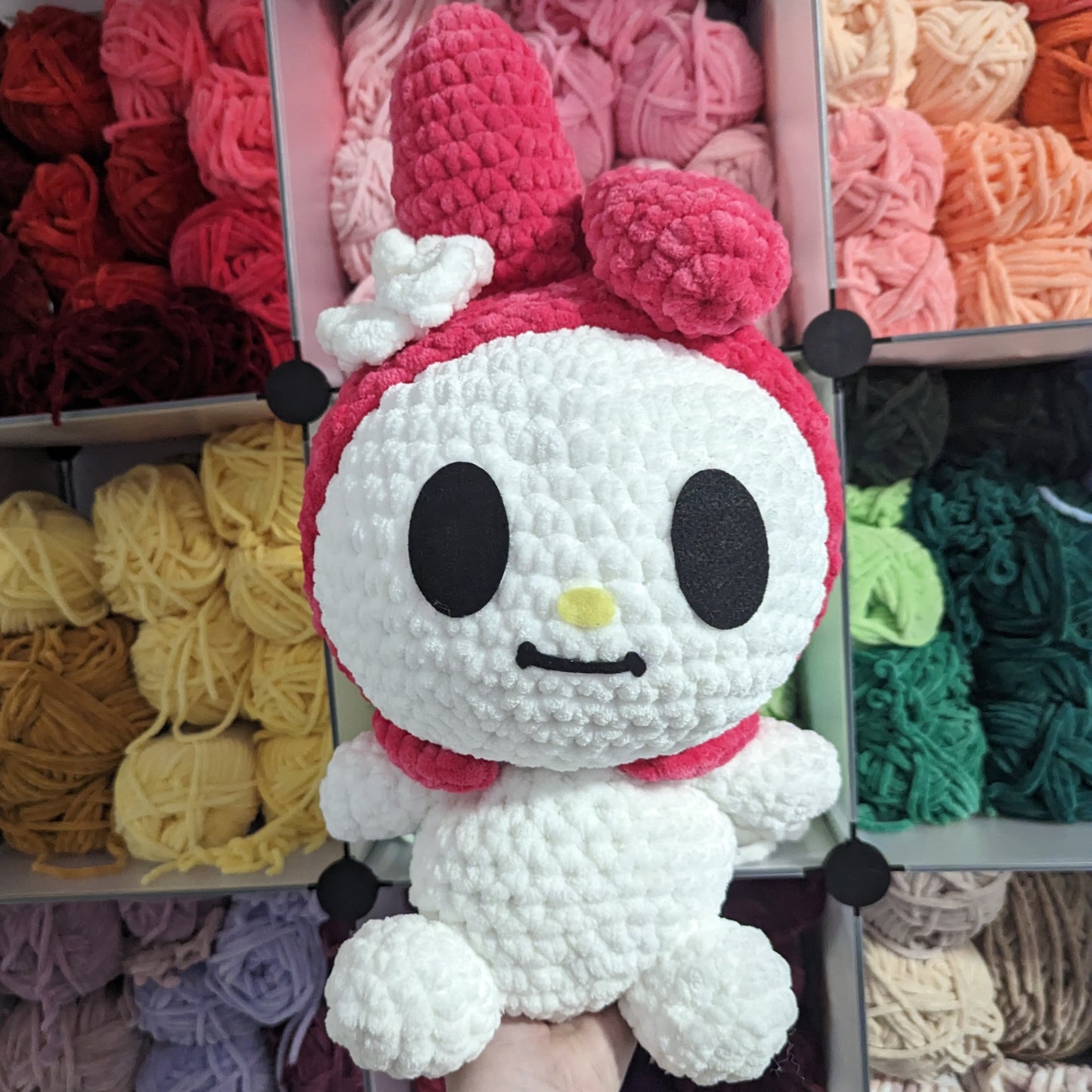 Jumbo Kawaii Japanese White & Pink Rabbit Bunny Crochet Plushie