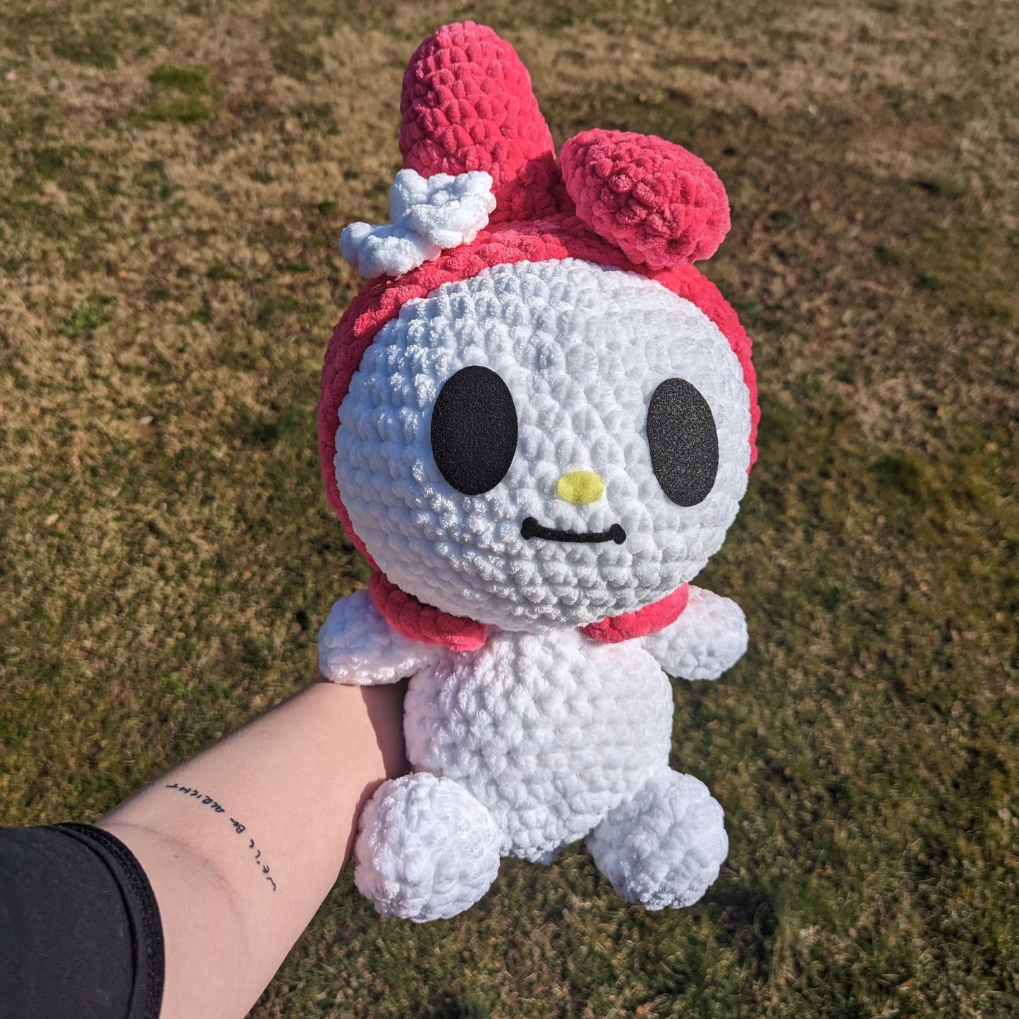 Jumbo Kawaii Japanese White & Pink Rabbit Bunny Crochet Plushie