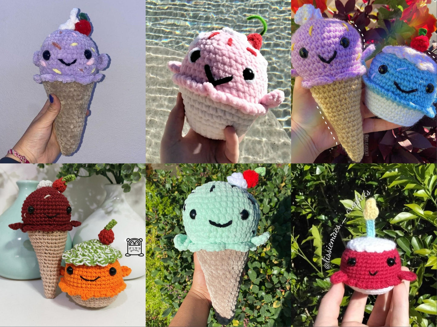 Patrón de crochet de helado y cupcake de ballena de postre 2 en 1 // ARTÍCULO NO FÍSICO