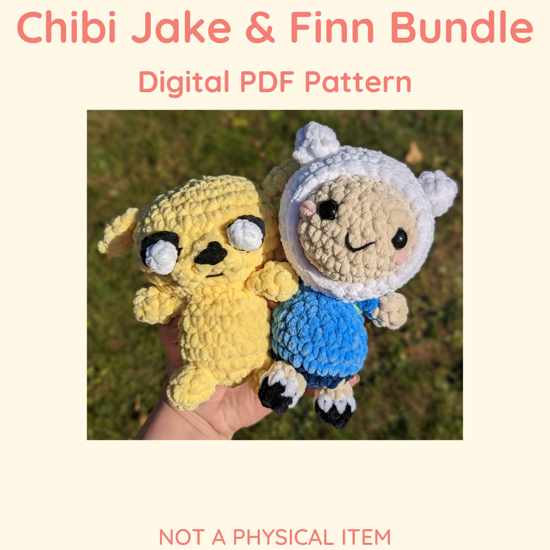 Jake the Dog & Finn the Human Chibi Style Crochet Pattern // NOT PHYSICAL ITEM