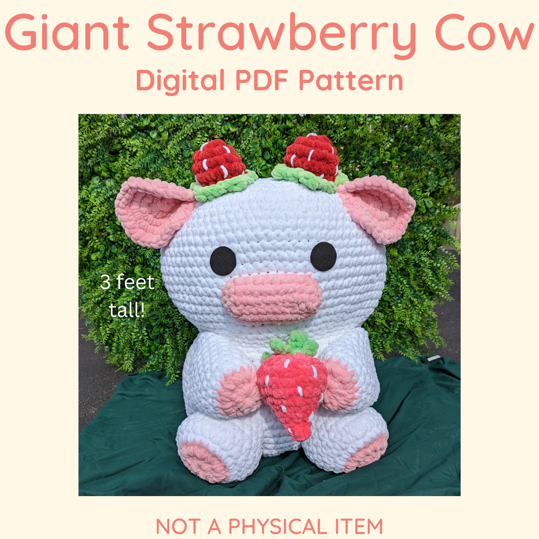 Giant Strawberry Cow Crochet Pattern // NOT A PHYSICAL ITEM