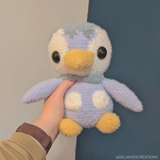 Weighted Fuzzy Water Penguin Crochet Plushie