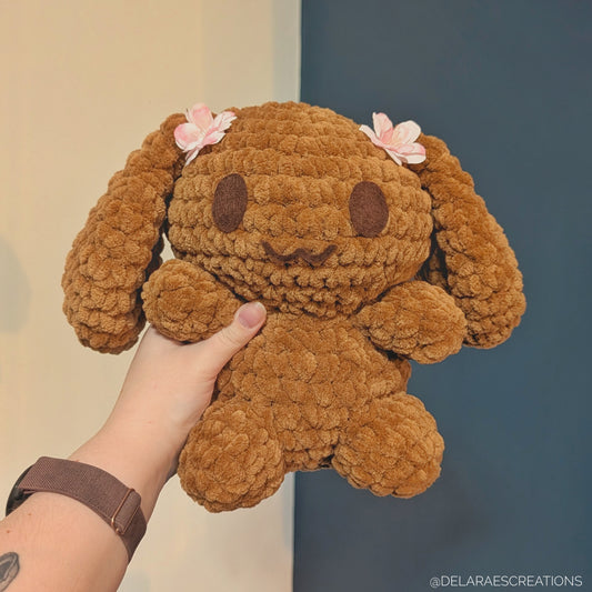 MADE TO ORDER Jumbo Kawaii Japanese Brown Puppy Dog Bunny Crochet Plushie