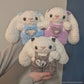 Fuzzy Kawaii Japanese Baby Bunny Crochet Plushie (removable overalls)
