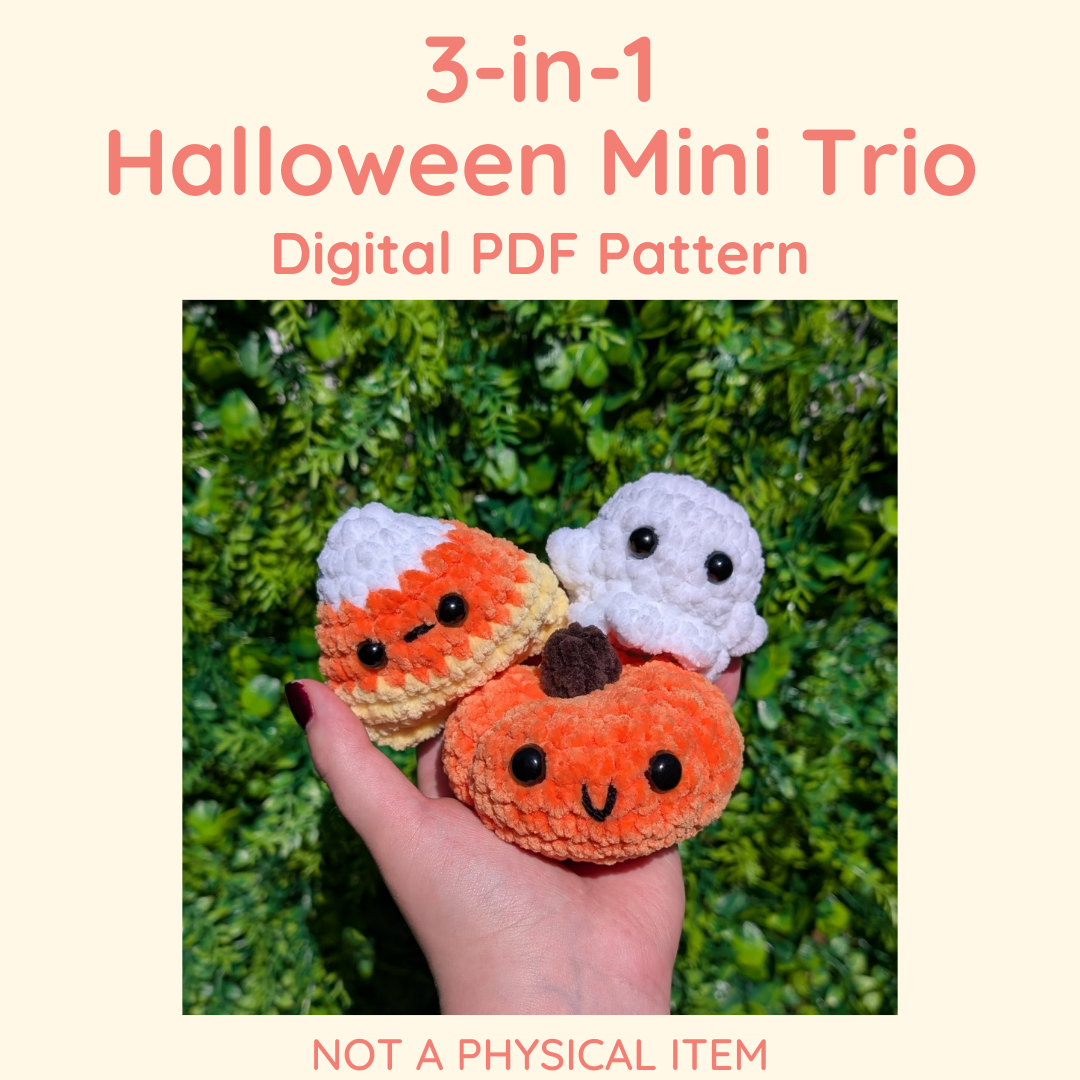 3-in-1 Halloween Mini Trio Crochet Pattern // NOT A PHYSICAL ITEM