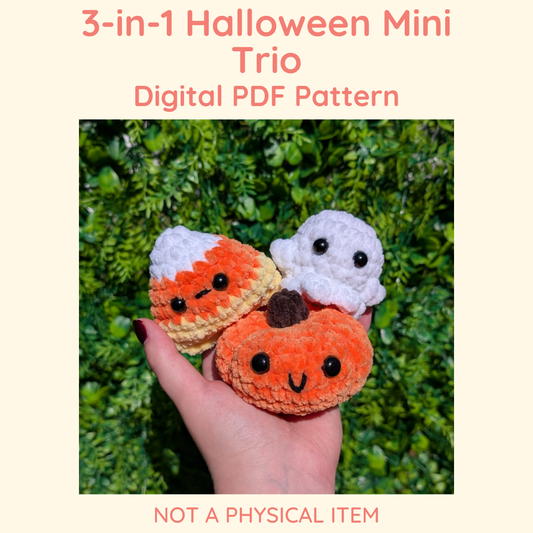 3-in-1 Halloween Mini Trio Crochet Pattern // Digital PDF File - NOT PHYSICAL ITEM
