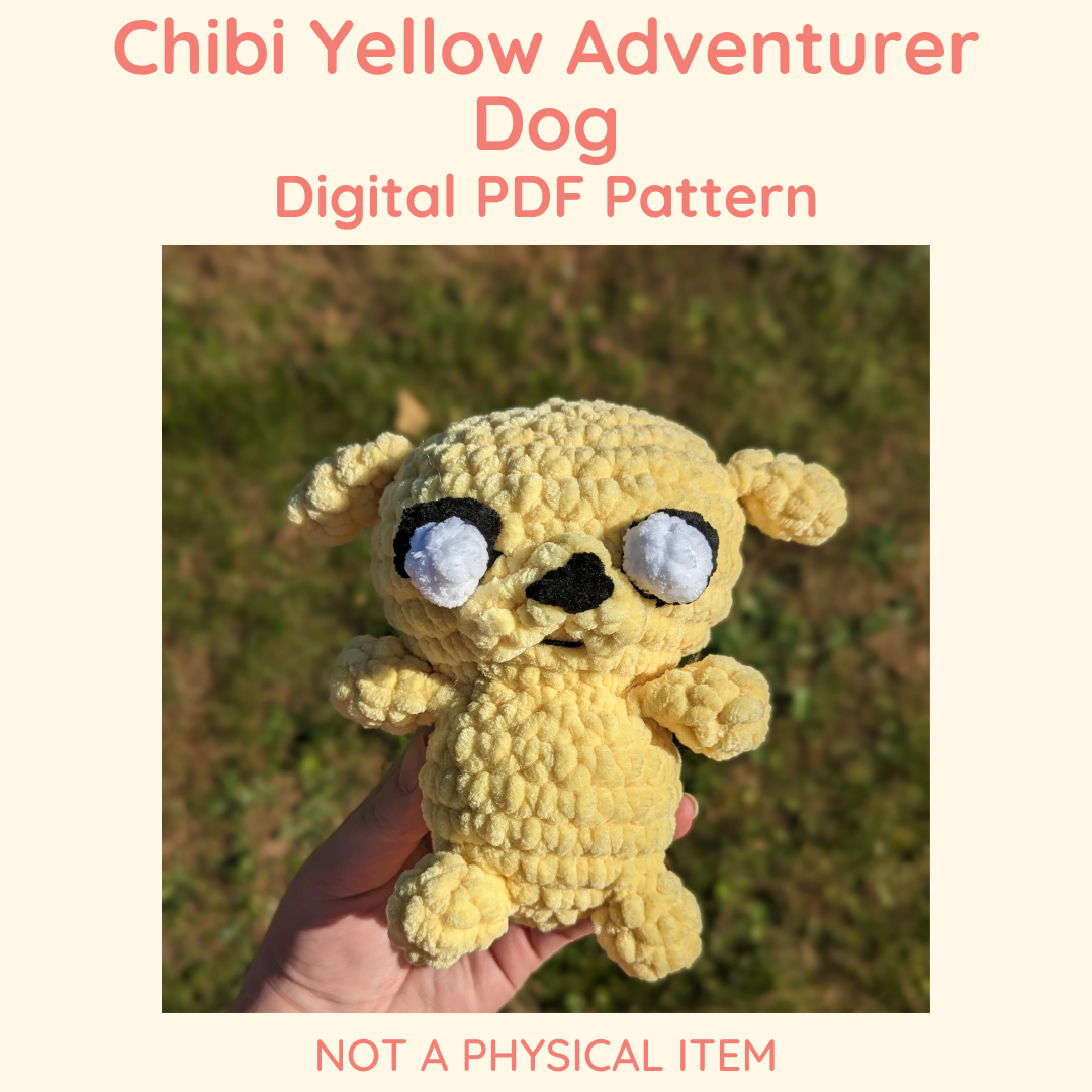 Chibi Yellow Adventurer Dog Crochet Pattern // Digital PDF File - NOT PHYSICAL ITEM