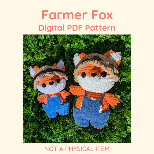 Granjero Zorro con Mono Patrón de Ganchillo // ARTÍCULO NO FÍSICO