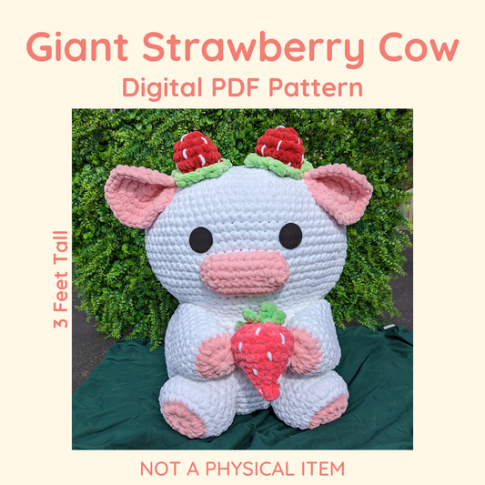 Patrón de ganchillo de vaca fresa gigante // NO ES UN ARTÍCULO FÍSICO