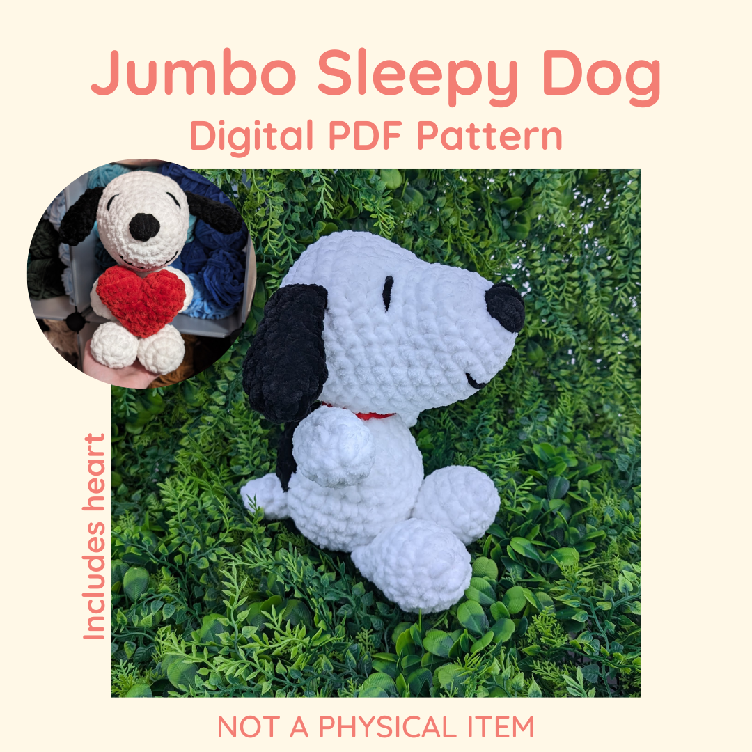 Patrón de crochet de perro de dibujos animados (incluye corazón) // NO ES UN ARTÍCULO FÍSICO
