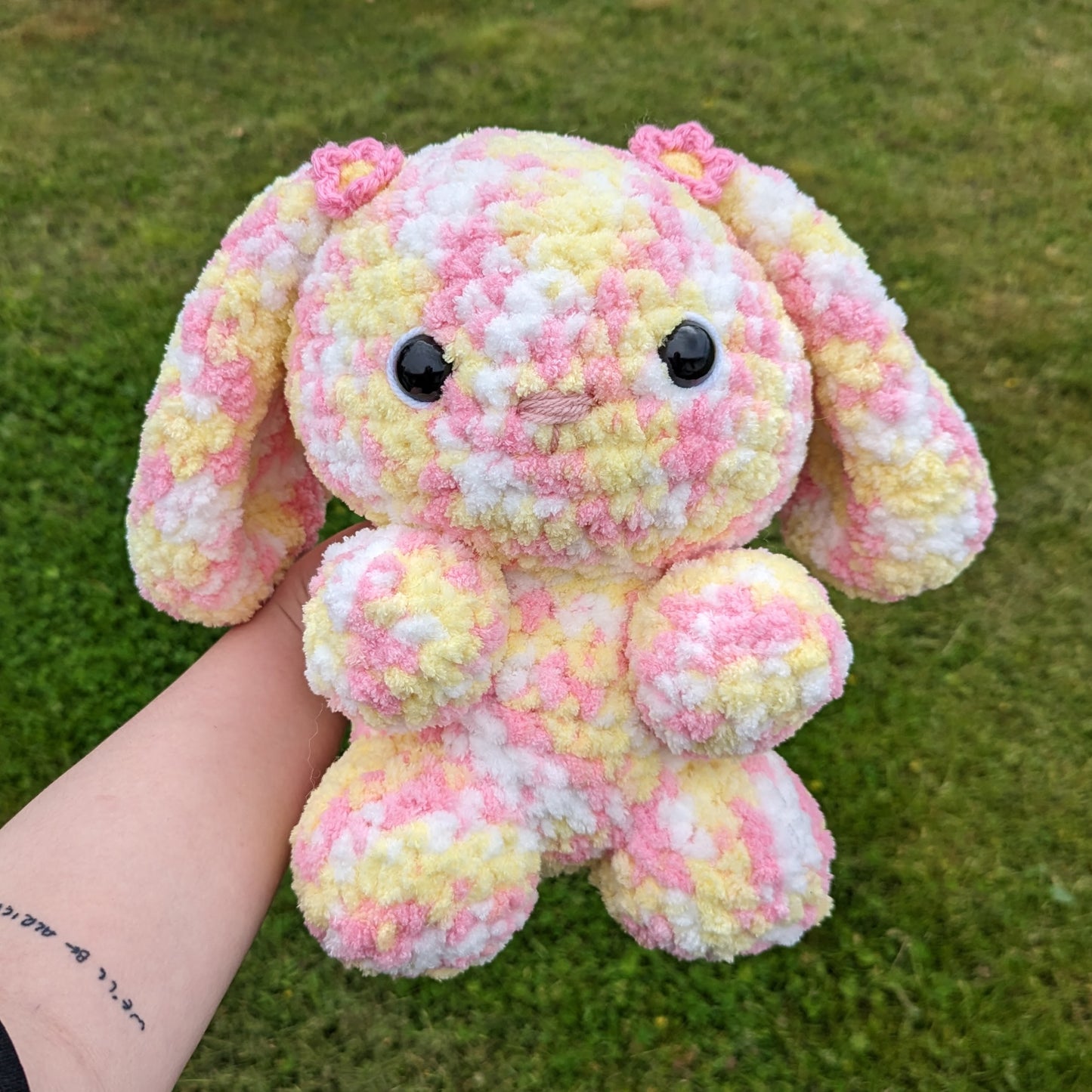 Jumbo esponjoso fresa plátano conejito crochet peluche