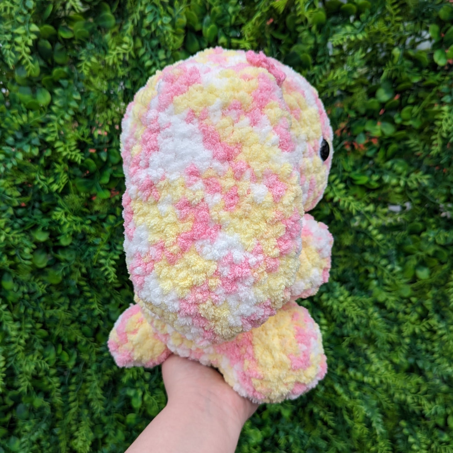 Jumbo Fluffy Strawberry Banana Bunny Crochet Plushie