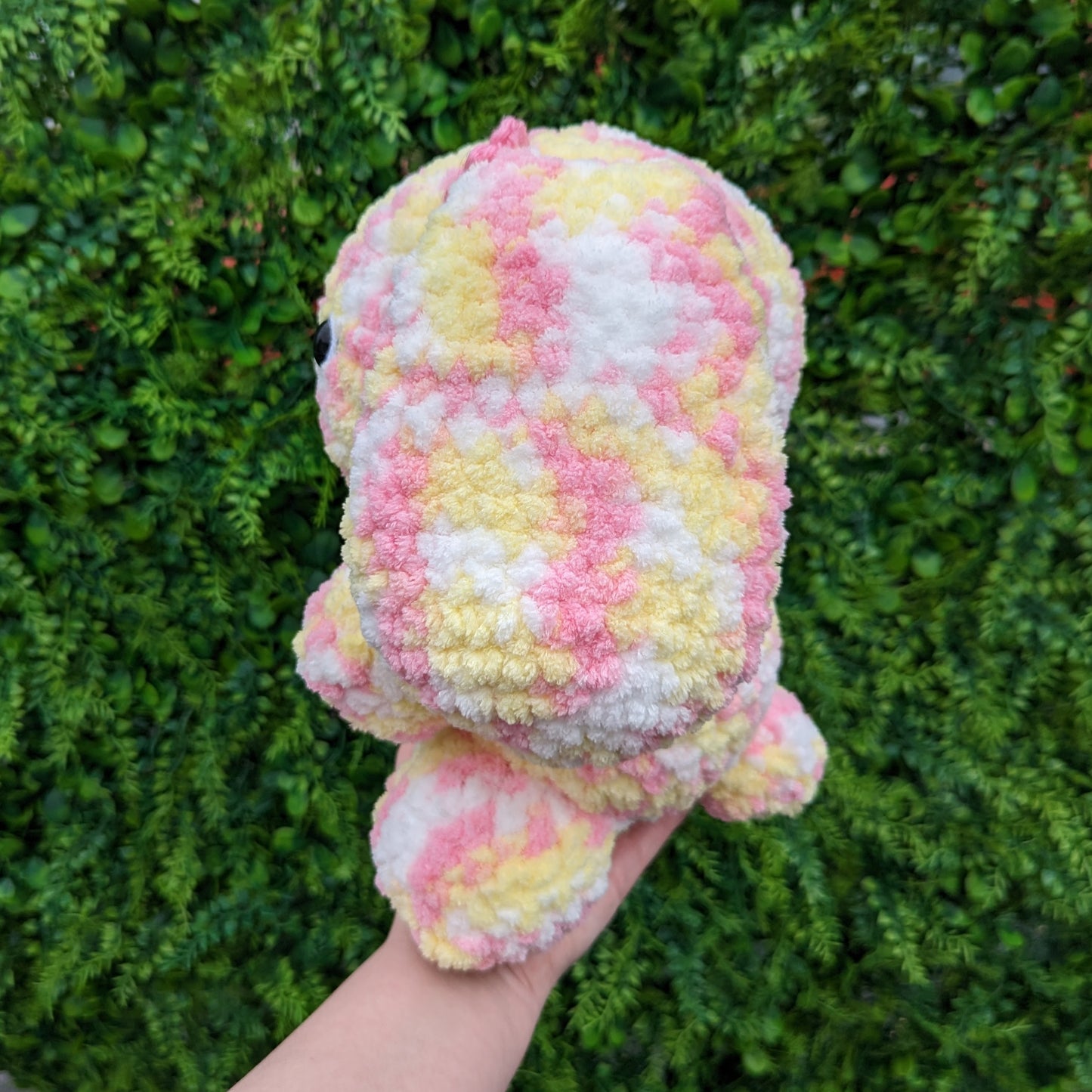 Jumbo Fluffy Strawberry Banana Bunny Crochet Plushie