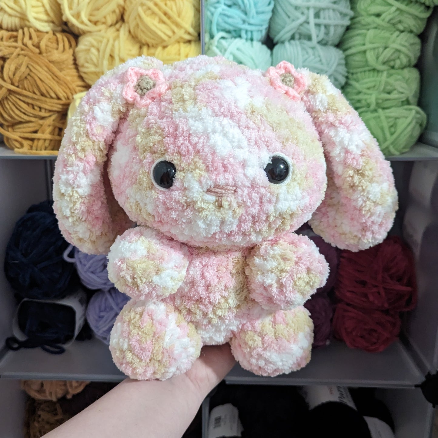 Jumbo Fluffy Strawberry Cheesecake Bunny Crochet Plushie [Archived]