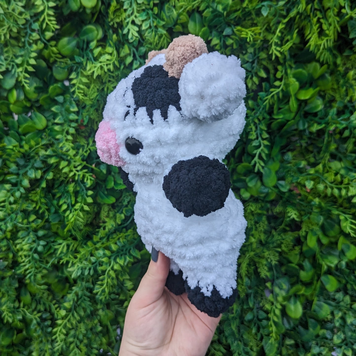 Fuzzy Baby Cow with Overalls Crochet Plushie (removeable overalls) [Archived]