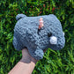 Jumbo Fuzzy Baby Elephant with Flower Crochet Plushie