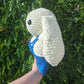Jumbo Cream Bunny in Blue Cotton Overalls Crochet Plushie (removable overalls) [Archived]