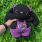 Jumbo Black Bunny in Ghost Face Scream Overalls Crochet Plushie (removable overalls) [Archived]