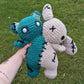 Jumbo Gray and Green Two Headed Bear Bunny Crochet Plushie [Archived]