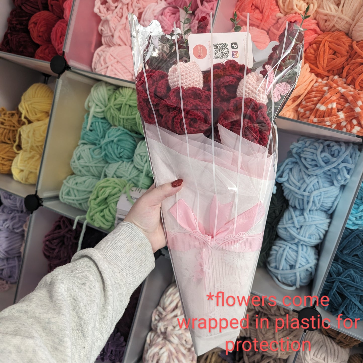 Cartoon Dog Crochet Plushie and Floral Bouquet Bundle [Archived]