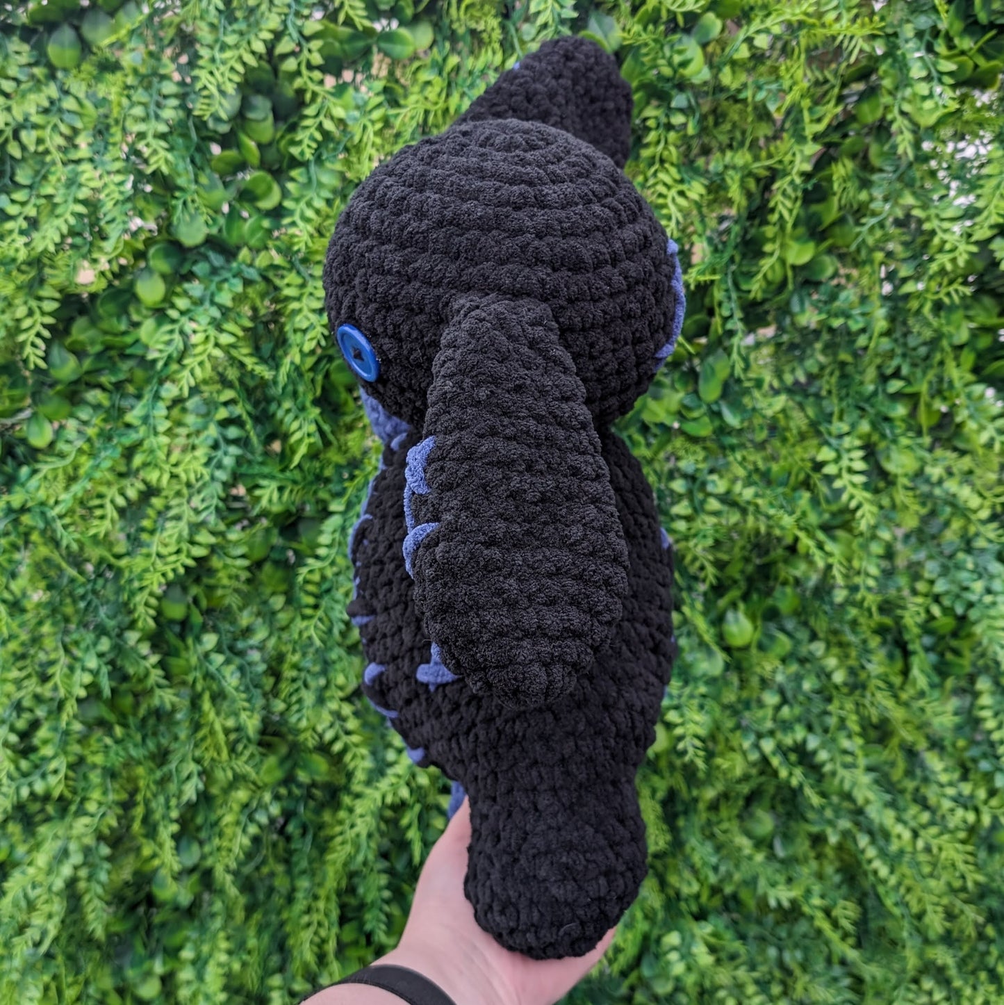 PERSONALIZADO Jumbo Negro y Azul Dos Cabezas Oso Conejito Crochet Plushie