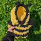 Fuzzy Bunny in Bee Onesie Crochet Plushie (removable outfit)