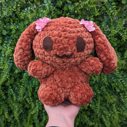 HECHO A PEDIDO Jumbo Kawaii Japonés Marrón Cachorro Perro Conejito Crochet Peluche